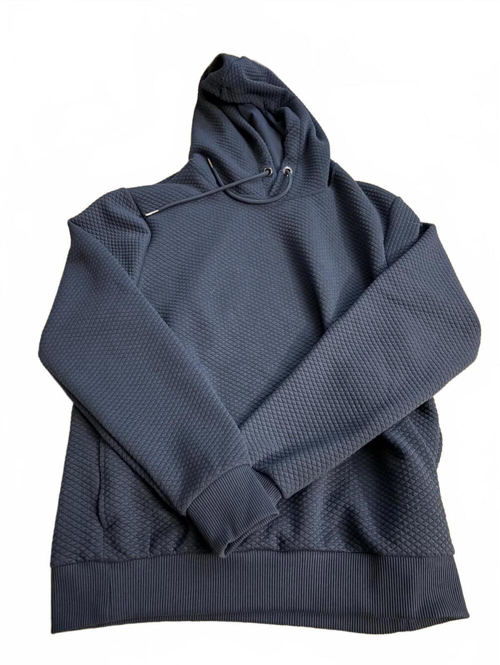 Porter & Ash Jacquard Interlock Hoodie in Navy Blue - Men’s Small
